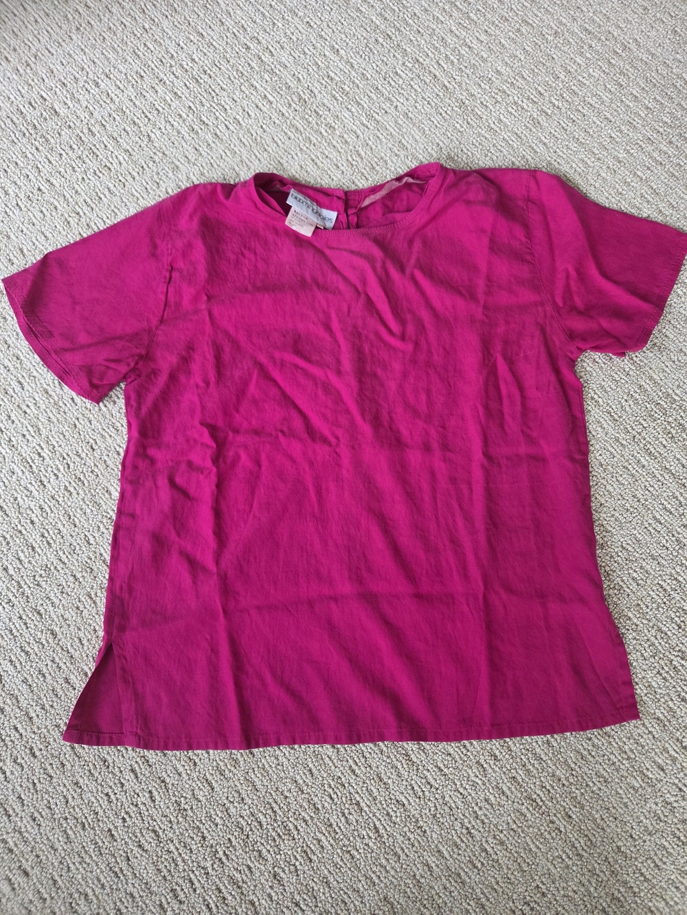 Bloomingdale's Vintage Silk Cotton Blend Magenta Short Sleeve Top
